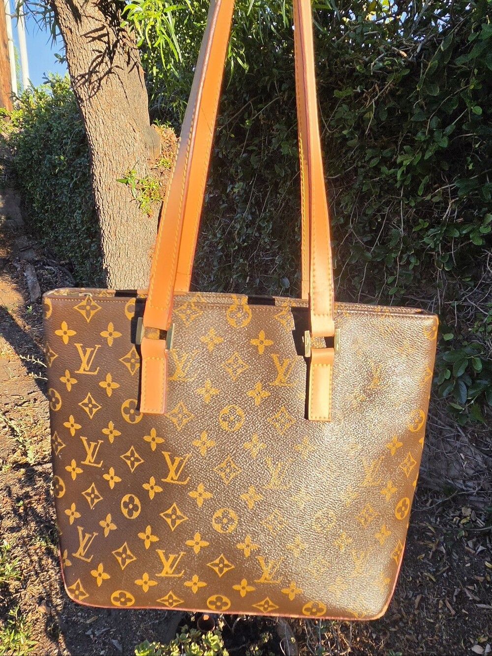 Source Unknown Monogram Tote in Brown and Tan